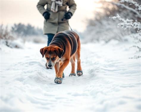 labky psa po prechádzke v zime