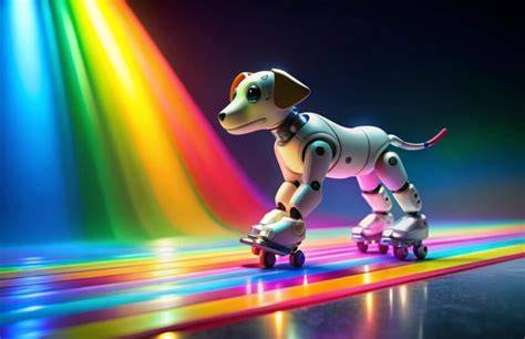 Robotické psy a interaktívne zvieratá - ilustrácia rôznych modelov a ich funkcií